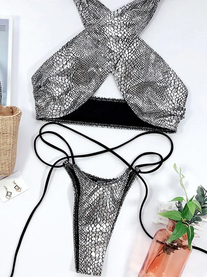 Schlangenhaut Bikini-Set – wild, sexy & ultra feminin