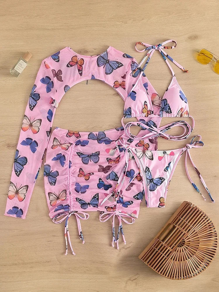 4-teiliges Bikini-Set mit Mesh – stylisch, vielseitig & perfekt für den Sommer