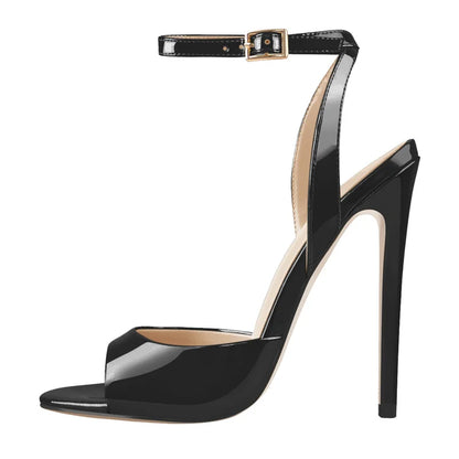 Onlymaker Frauen Gold Peep-Toe High Heels – 12cm Dünne Stiletto Sandalen mit Schnalle