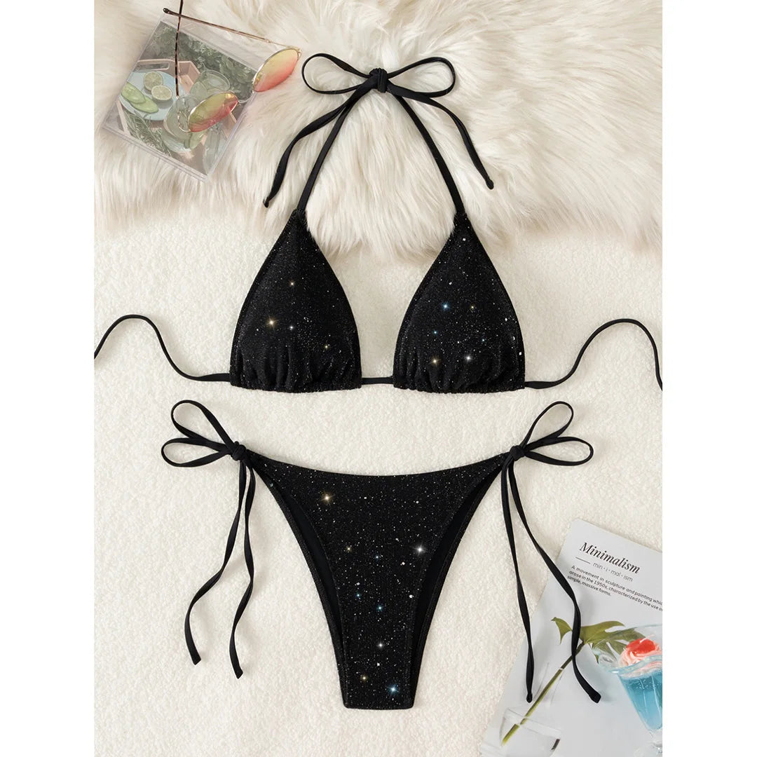 Glitter High-Cut Bikini – glänzend, sexy & ideal für heiße Sommertage