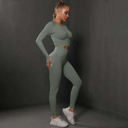Nahtloses Sport-Set – Crop-Top & High-Waist Leggings für dein perfektes Workout