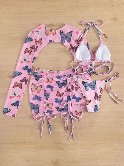 4-teiliges Bikini-Set mit Mesh – stylisch, vielseitig & perfekt für den Sommer