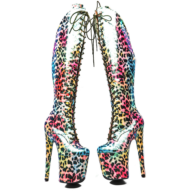 Leecabe Colorful Leopard Platform Boots – wild, bold & made to move