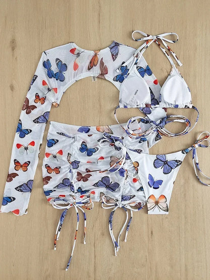 4-teiliges Bikini-Set mit Mesh – stylisch, vielseitig & perfekt für den Sommer