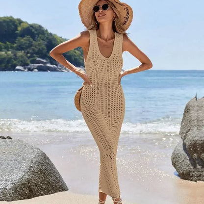 Gehäkelte lange Tunika mit V-Ausschnitt – der stilvolle Cover-Up für den Sommer