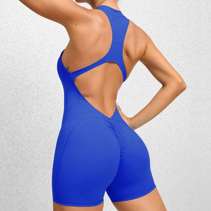Racerback Sport-Jumpsuit mit V-Schnitt & Reißverschluss – Dein neuer Workout-Favorit