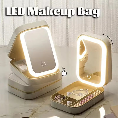 Wiederaufladbarer LED-Schminkspiegel mit Kosmetik-Aufbewahrungsbox – Perfekt organisiert & ready to glow! ✨💄