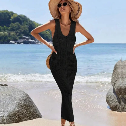 Gehäkelte lange Tunika mit V-Ausschnitt – der stilvolle Cover-Up für den Sommer