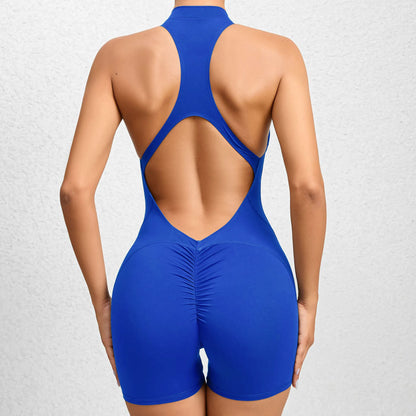 Racerback Sport-Jumpsuit mit V-Schnitt & Reißverschluss – Dein neuer Workout-Favorit