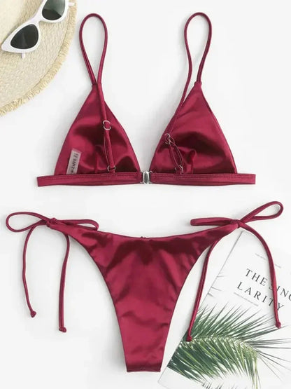 Metallic Satin Bikini-Set – glänzender Style mit brasilianischem Cut