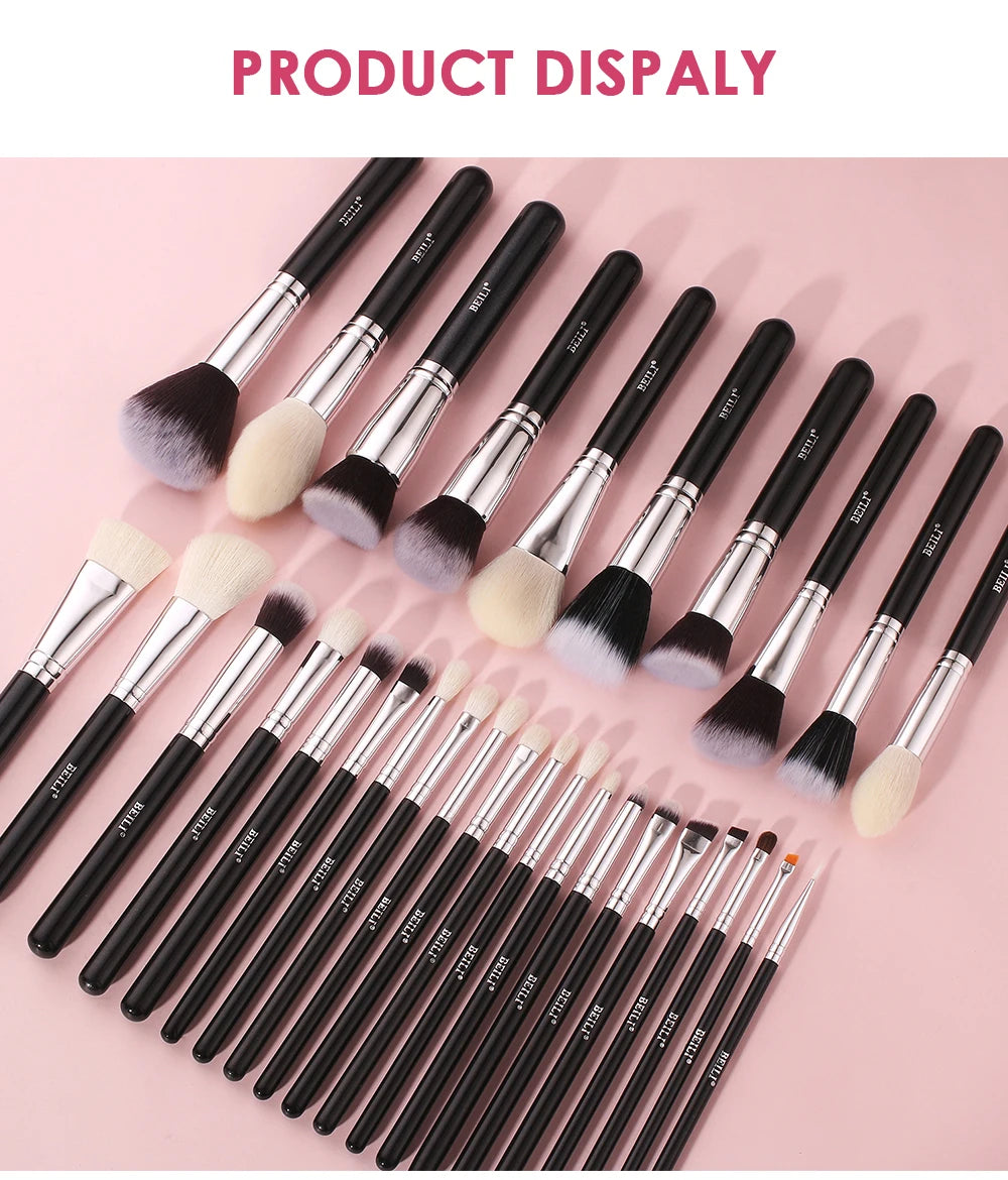 Beili Schwarzes Make-up-Pinsel-Set – Edles Profi-Tool aus Ziegenhaar! ✨